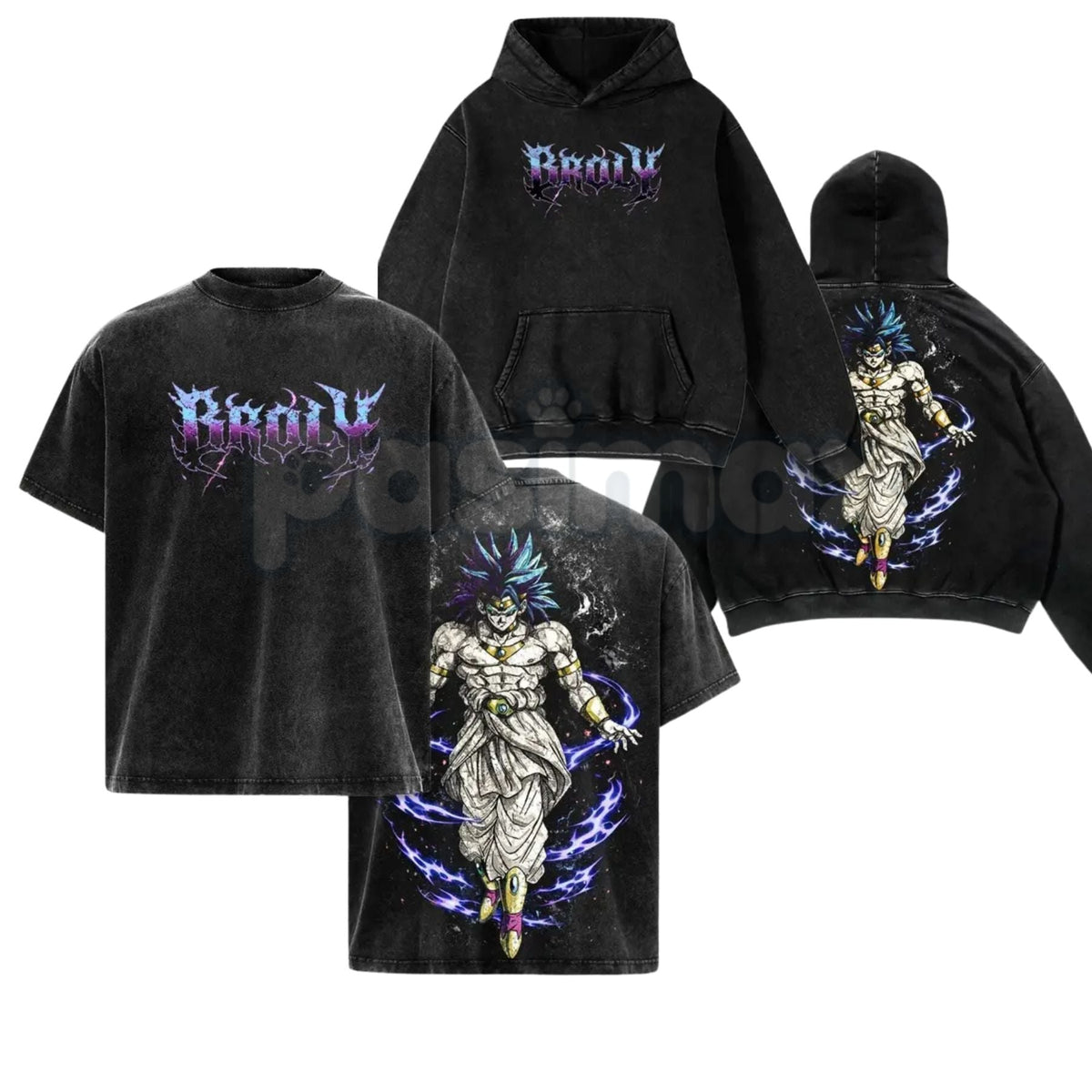 The Nightmare Warrior: Broly DBZ Washed Tee – Heavyweight Cotton Relaxed Fit Retro Anime Graphic T-Shirt