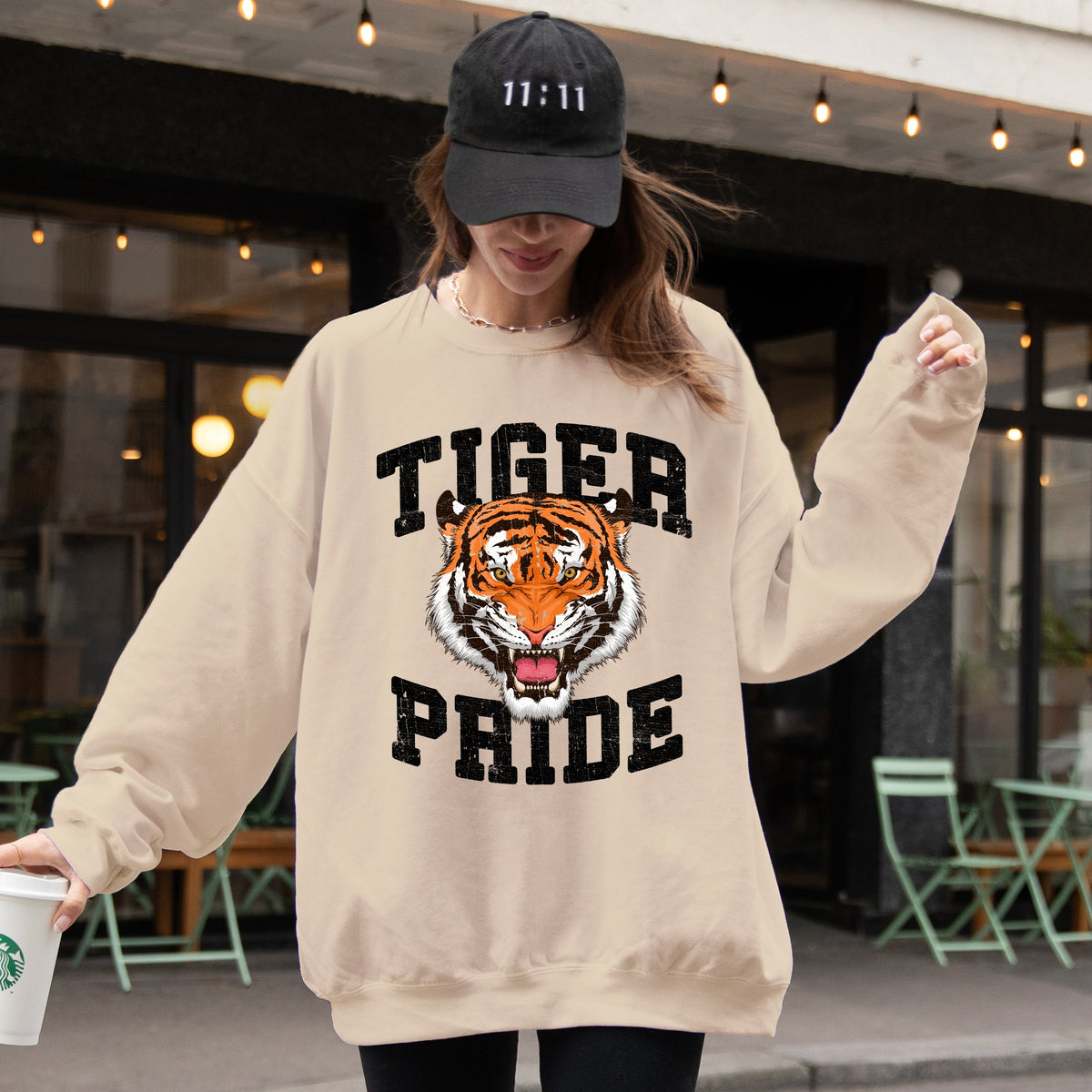 Tiger Pride Football Game Day Tailgate Touchdown Graphic Team Spirit Premium Sweatshirt