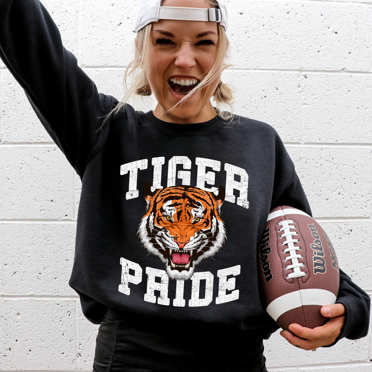 Tiger Pride Football Game Day Tailgate Touchdown Graphic Team Spirit Premium Sweatshirt