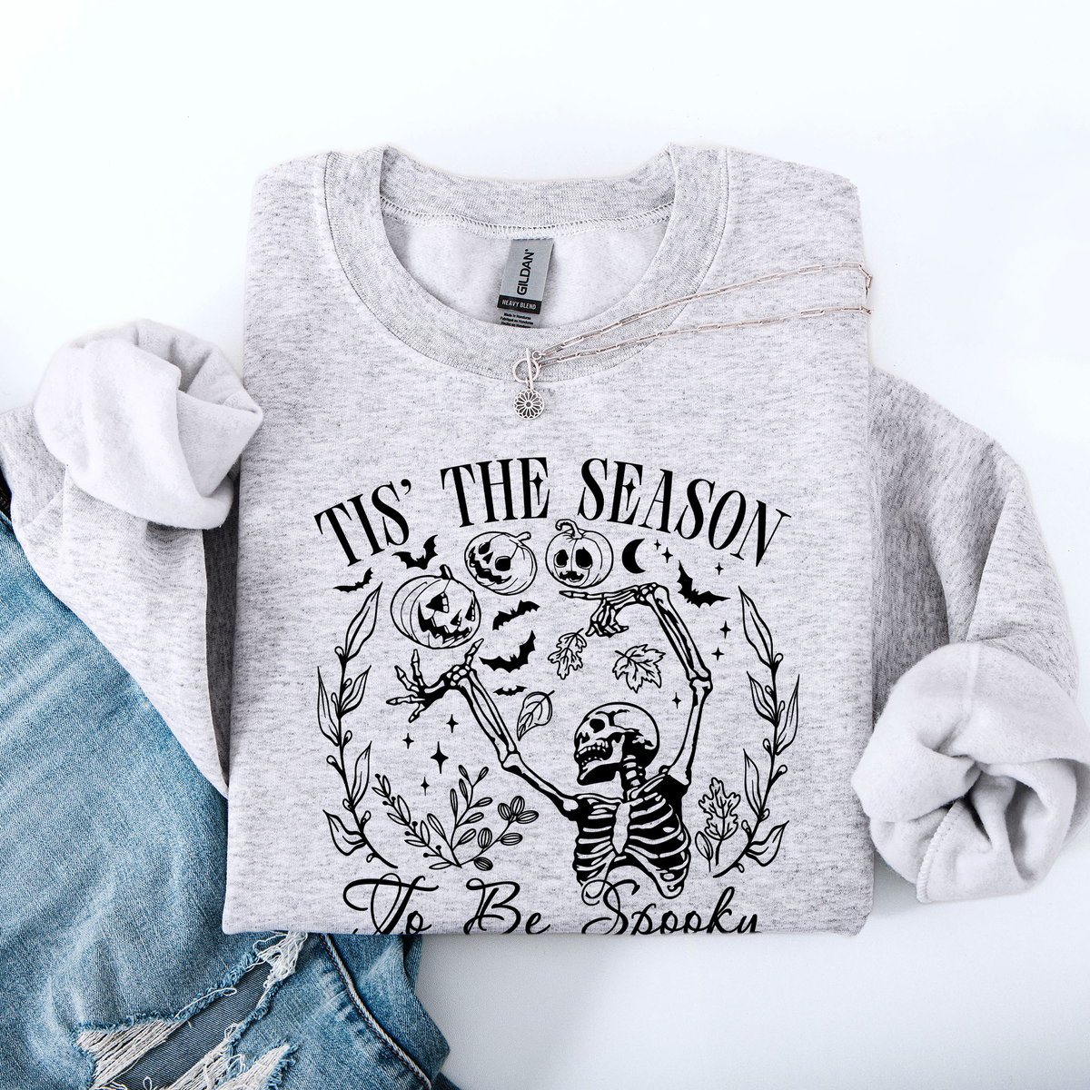 Tis The Season To Be Spooky Skeleton Halloween Retro Classic Ghoulish Festive Night Edition Sweatshirt