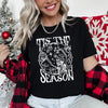 Tis The Season Christmas Skeleton Jolly Dancing Retro Vintage Holiday Cheer Graphic Tee