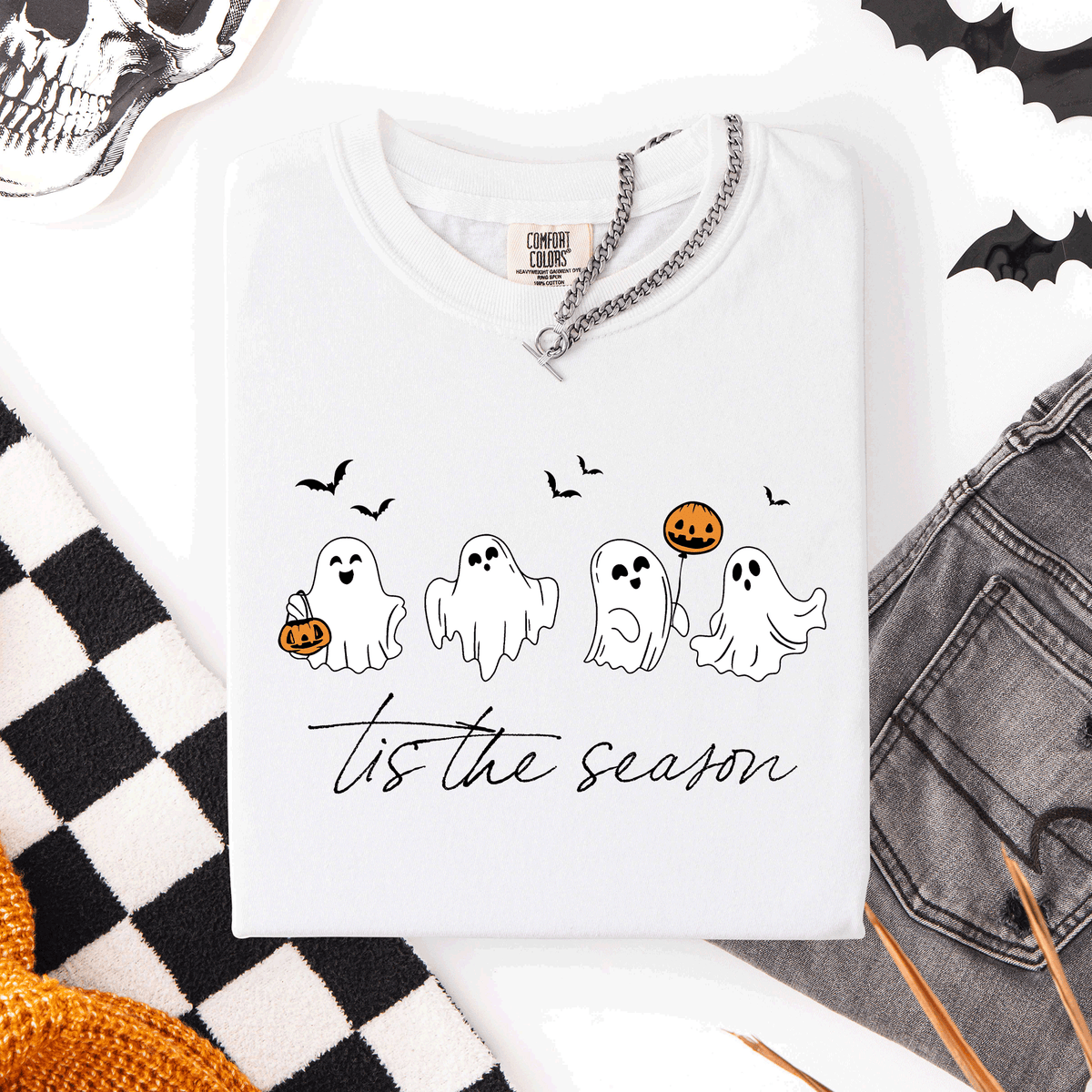 Tis The Season, Cute Ghosts Halloween Comfort Colors Tee