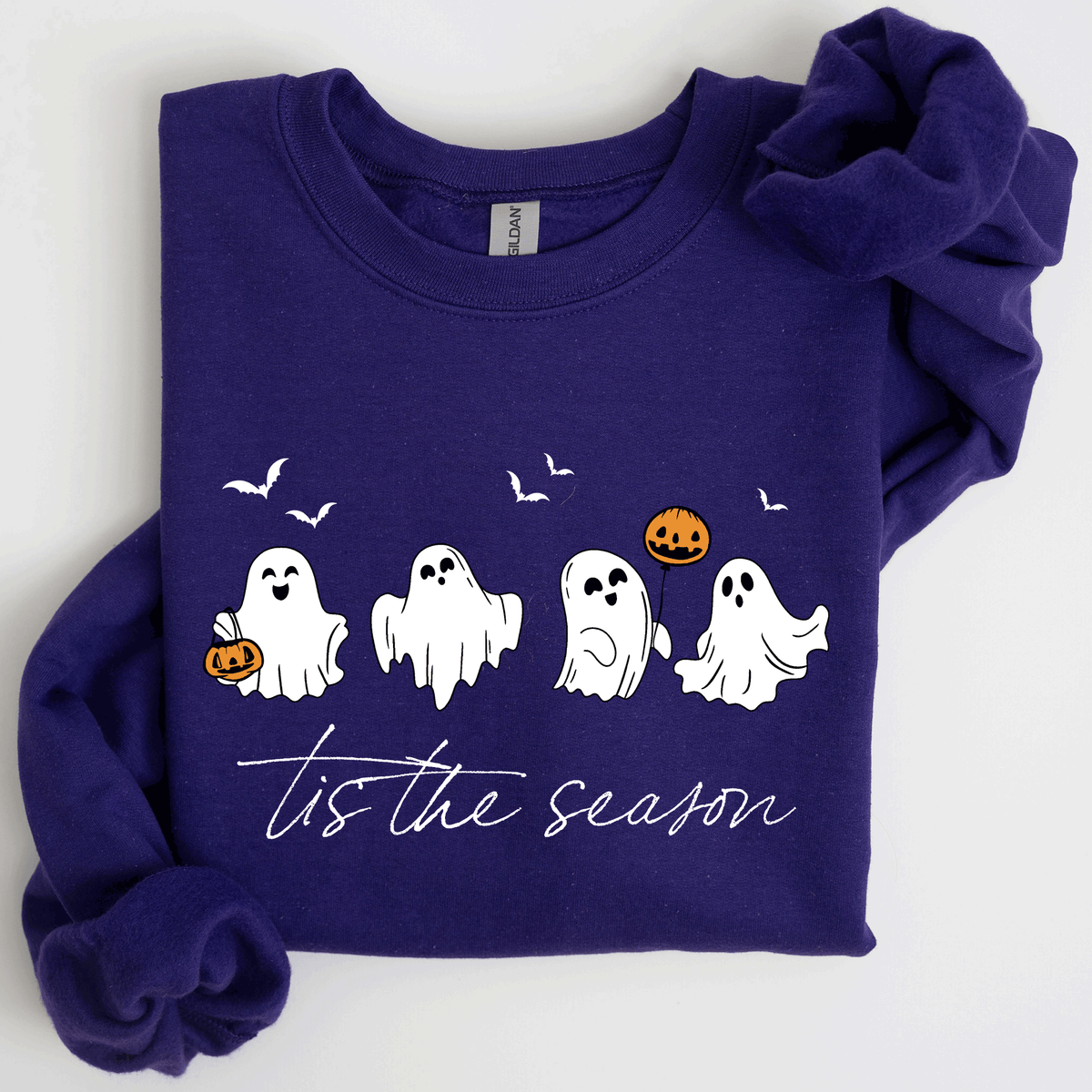 Tis The Season, Cute Ghosts Halloween Night Parade Of Friendly Phantoms In Cozy Autumn Glow Sweatshirt