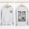 Tis The Season Spooky Skeleton Pink Ribbon Lace Front And Back Halloween Graphic Hoodie