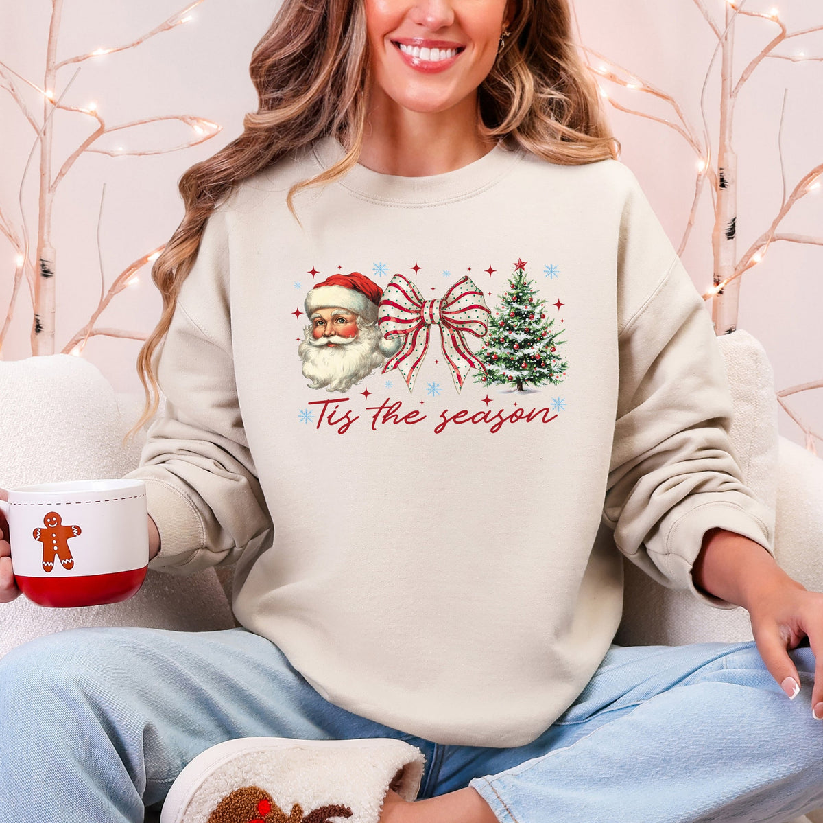 Tis The Season, Santa, Christmas Tree Graphic Sweatshirt