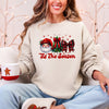 Tis The Season Santa Christmas Tree Checkered Bow Ribbon Holiday Cheer Festive Collection Sweatshirt