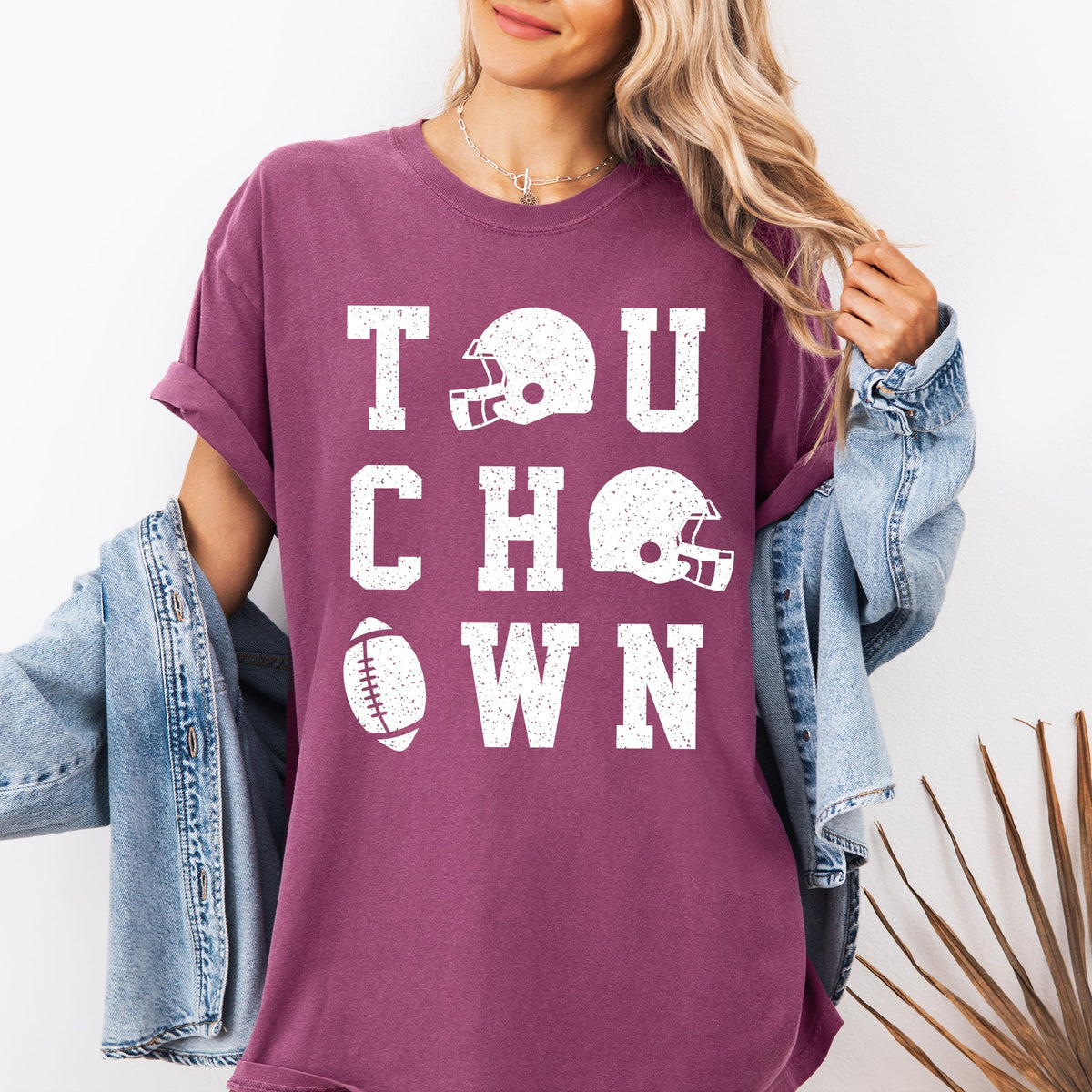 Touchdown Helmet Football Game Day Big Game Tailgate Party Fan Favorite Comfort Colors Tee