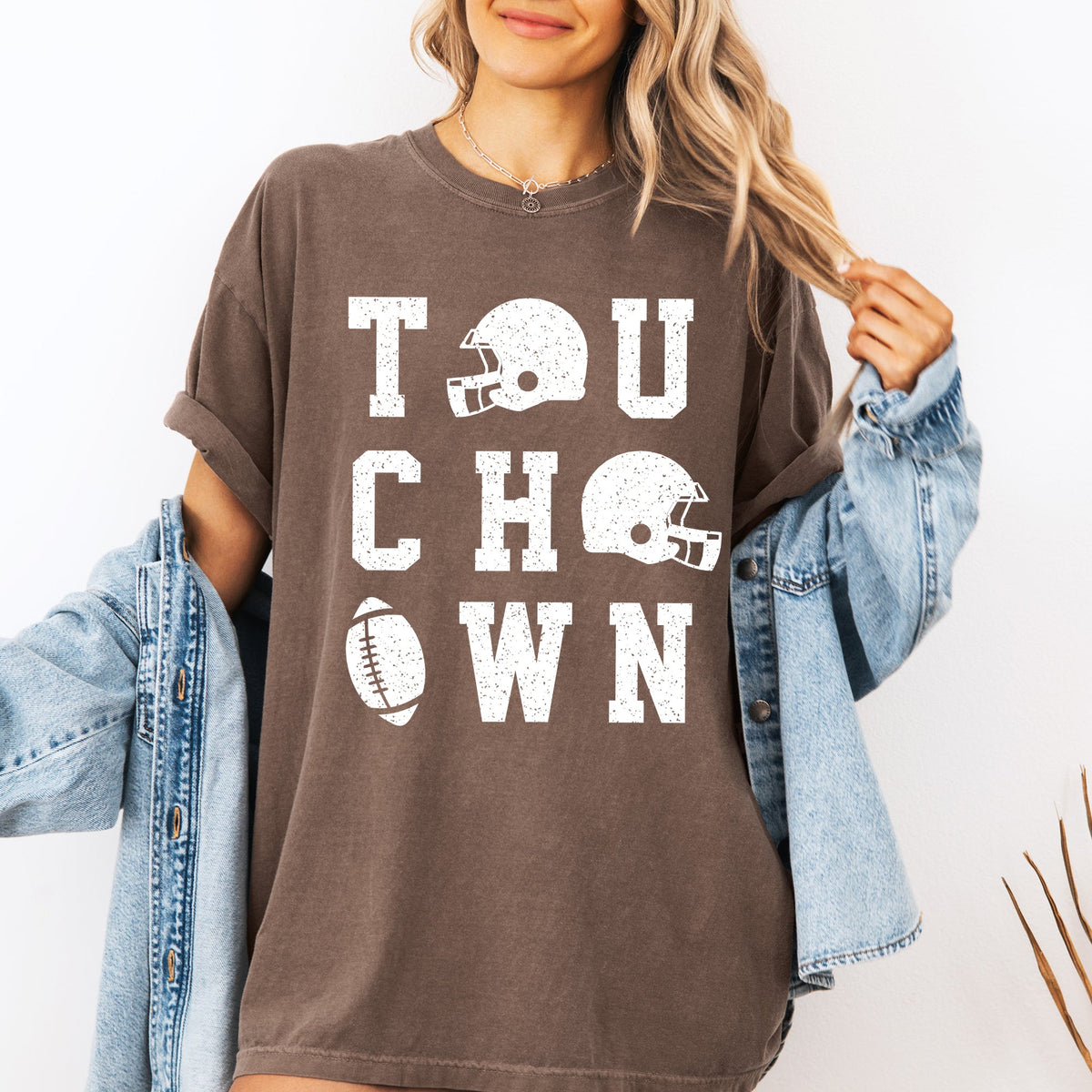 Touchdown Helmet Football Game Day Big Game Tailgate Party Fan Favorite Comfort Colors Tee