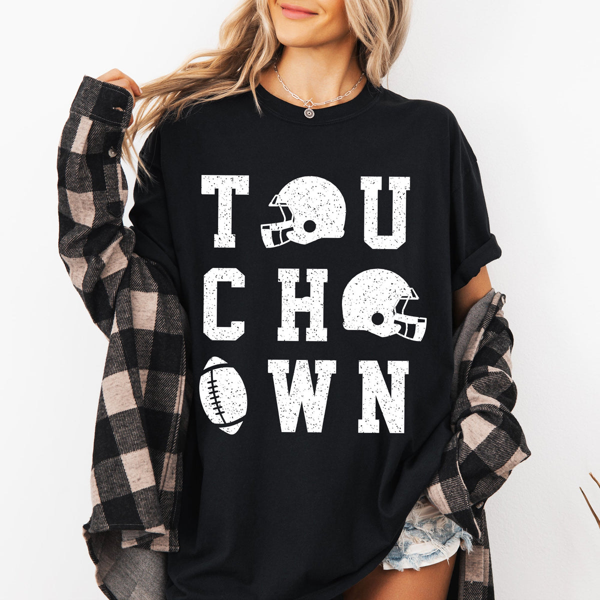 Touchdown Helmet Football Game Day Big Game Tailgate Party Fan Favorite Comfort Colors Tee