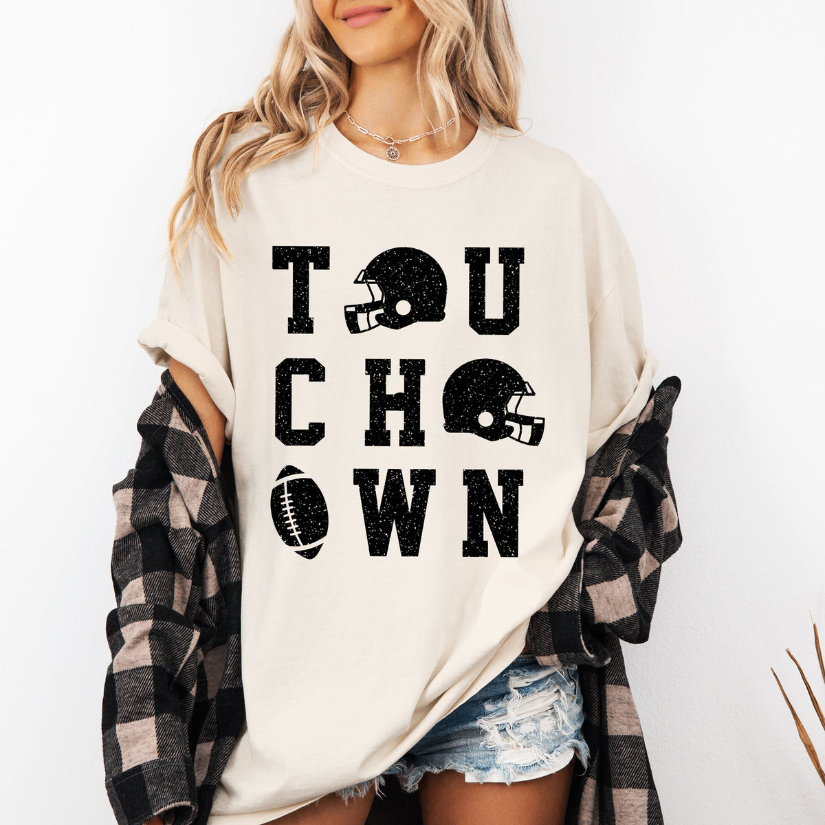 Touchdown Helmet Football Game Day Big Game Tailgate Party Fan Favorite Comfort Colors Tee