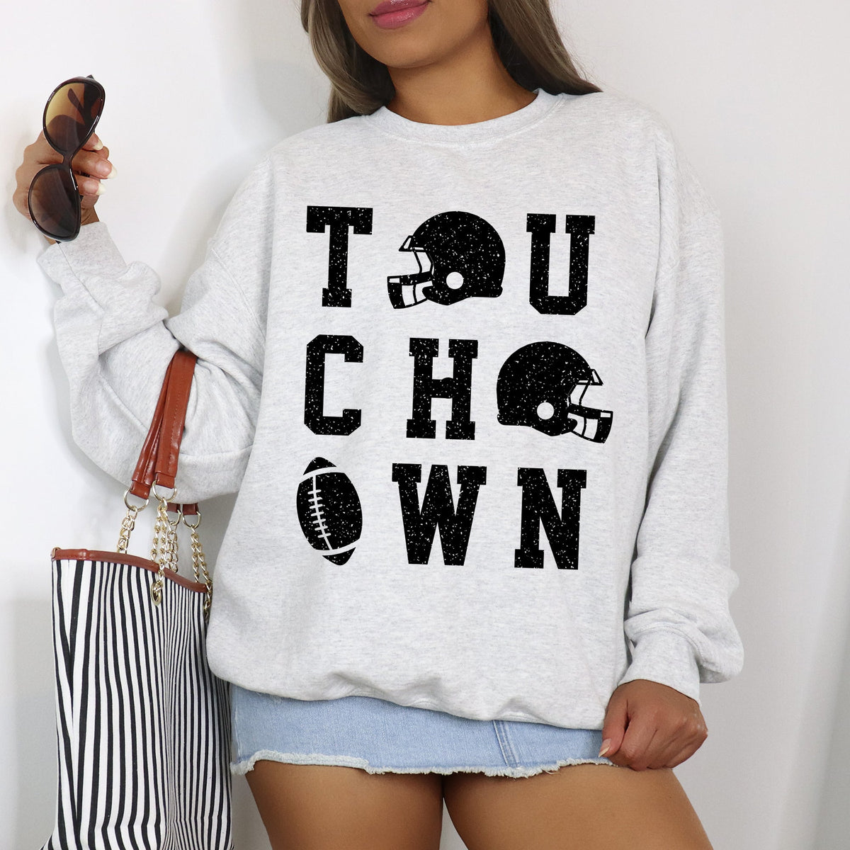 Touchdown Helmet Football Sports Game Day Big Game Tailgate Party Victory Sweatshirt