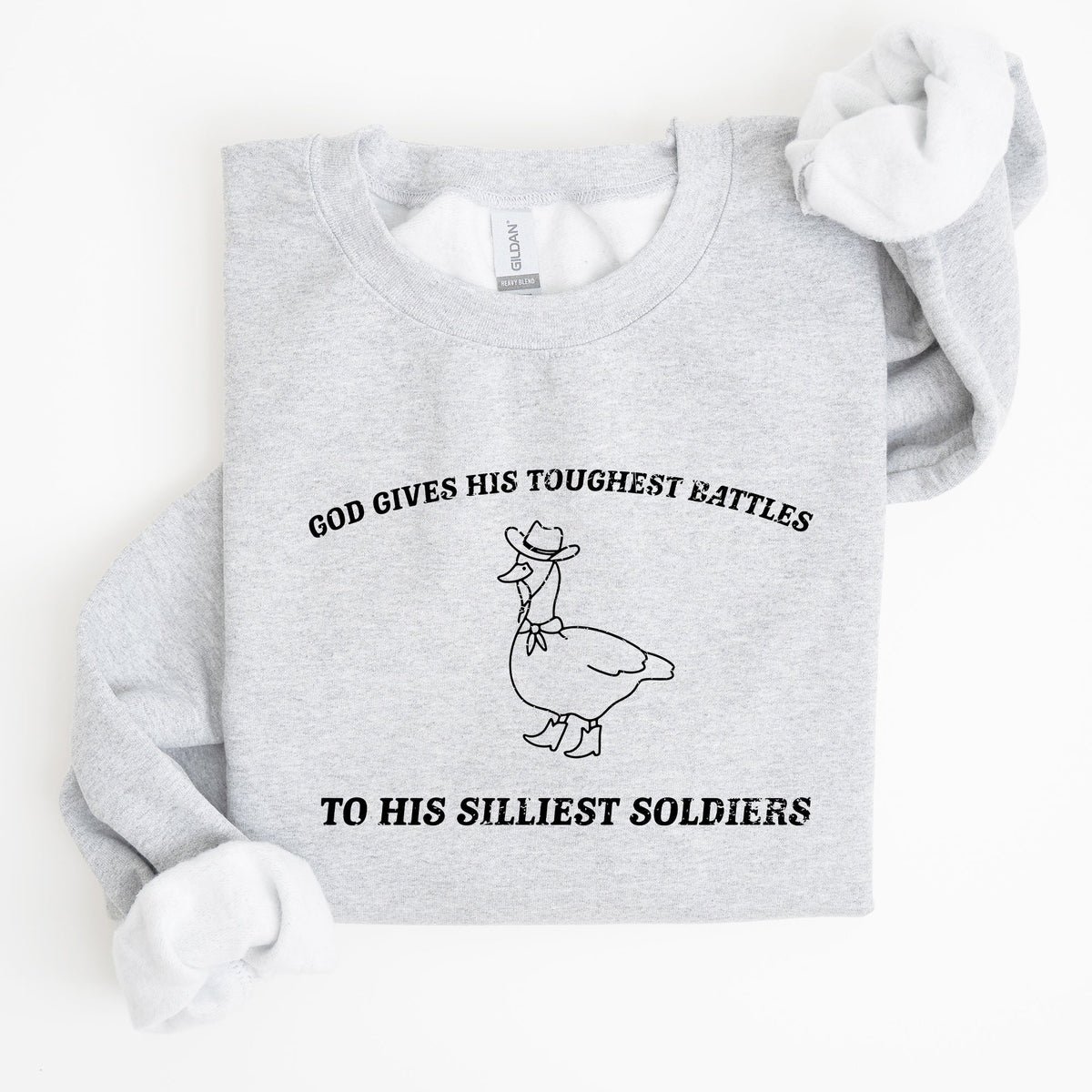 Toughest Battles Silliest Soldier Goose Meme Aesthetic Humor Premium Cotton Sweatshirt