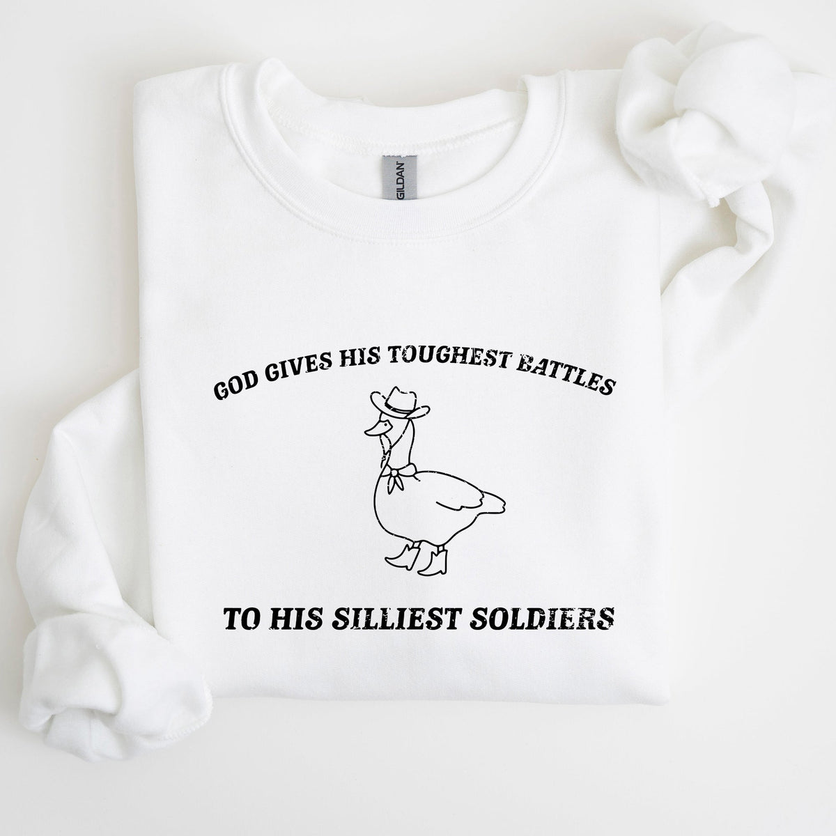 Toughest Battles Silliest Soldier Goose Meme Aesthetic Humor Premium Cotton Sweatshirt
