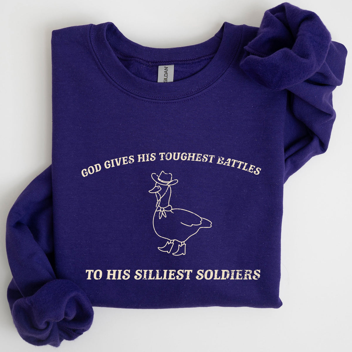 Toughest Battles Silliest Soldier Goose Meme Aesthetic Humor Premium Cotton Sweatshirt