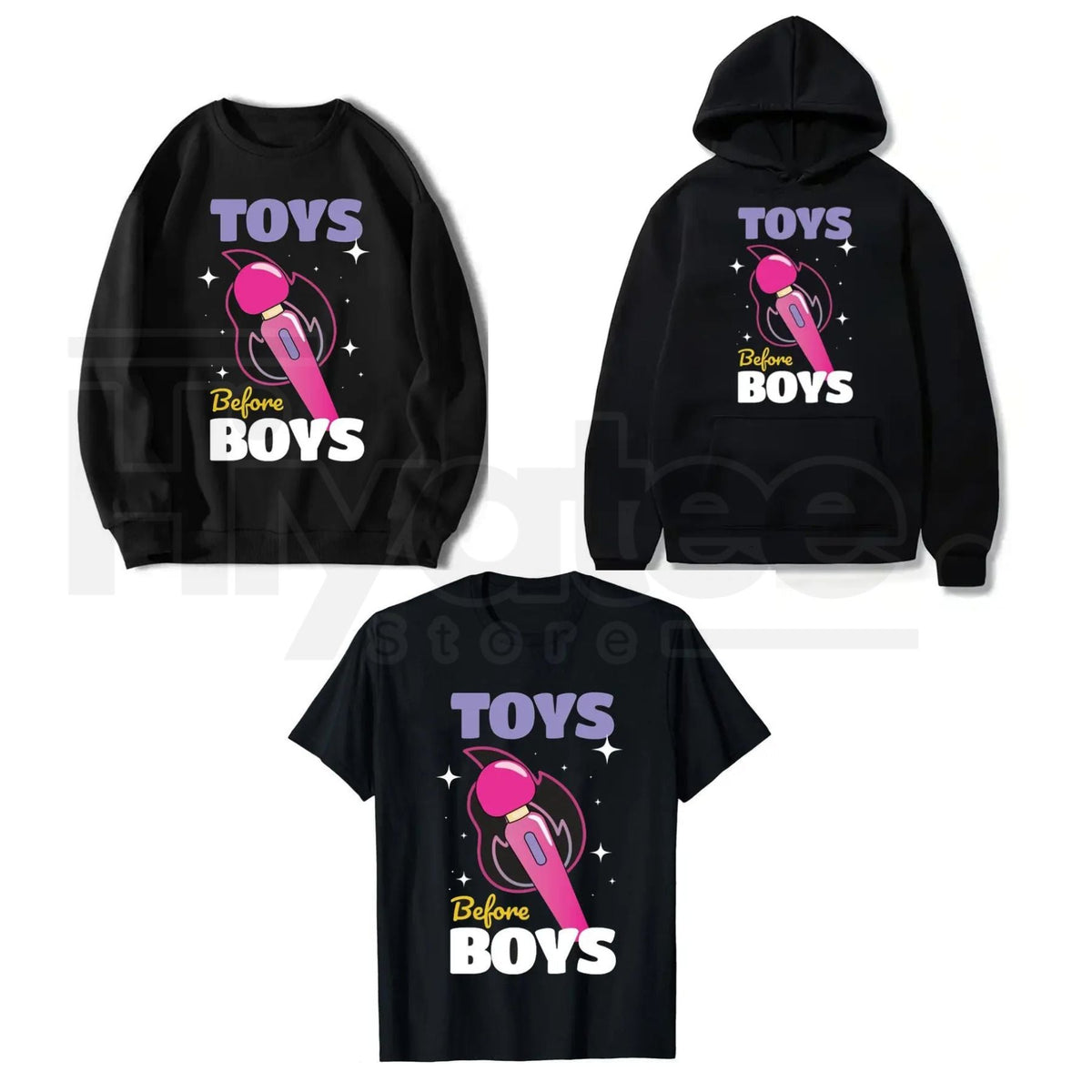 "Toys Before Boys" Funny Humor Saying – Hilarious Women’s Graphic Top