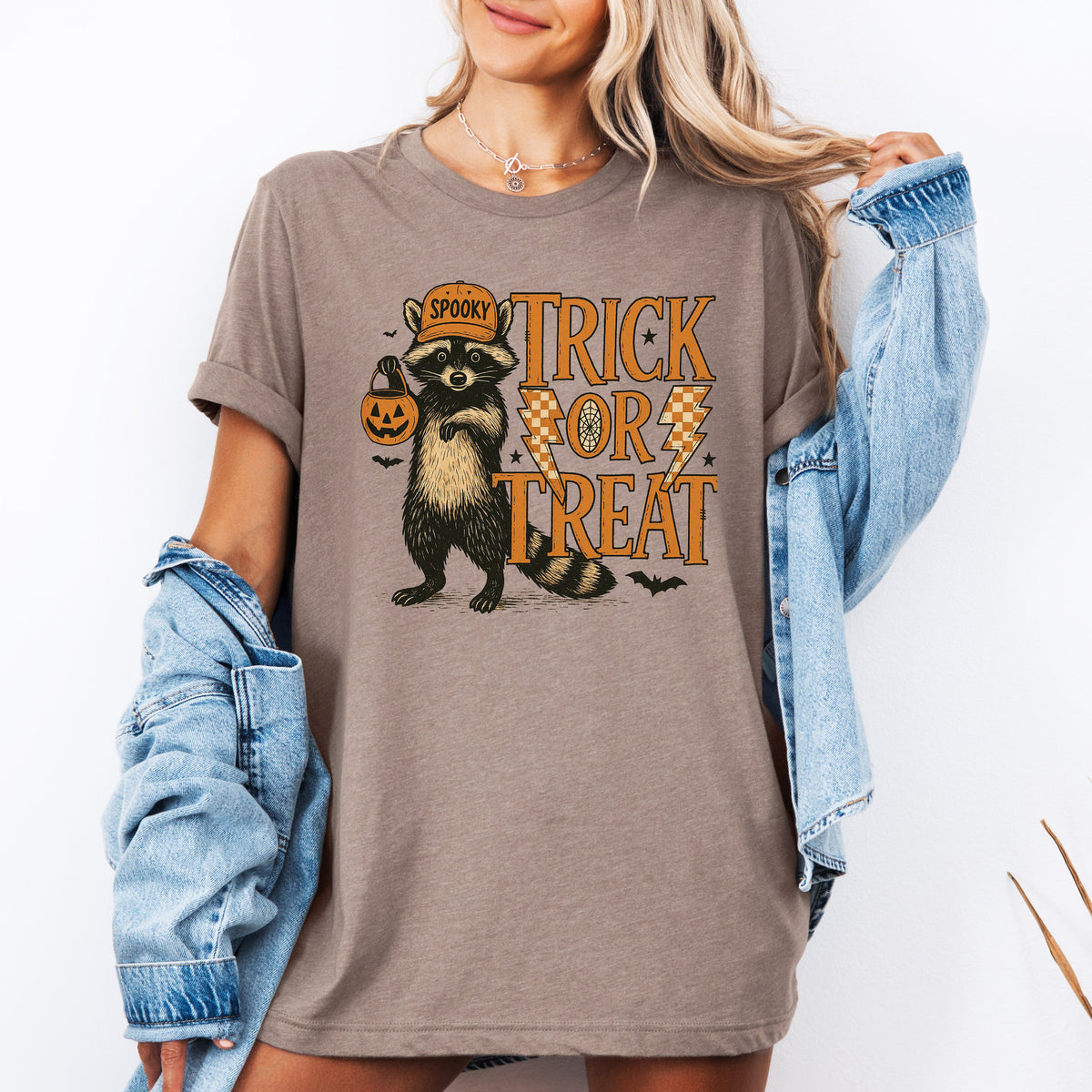 Trick Or Treat Raccoon Graphic Tee Halloween Spooky Season Costume Party Limited Edition