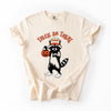Trick Or Treat Feral Raccoon Halloween Skeletons Ghosts Witches Cats Pumpkins Graphic Comfort Colors Tee