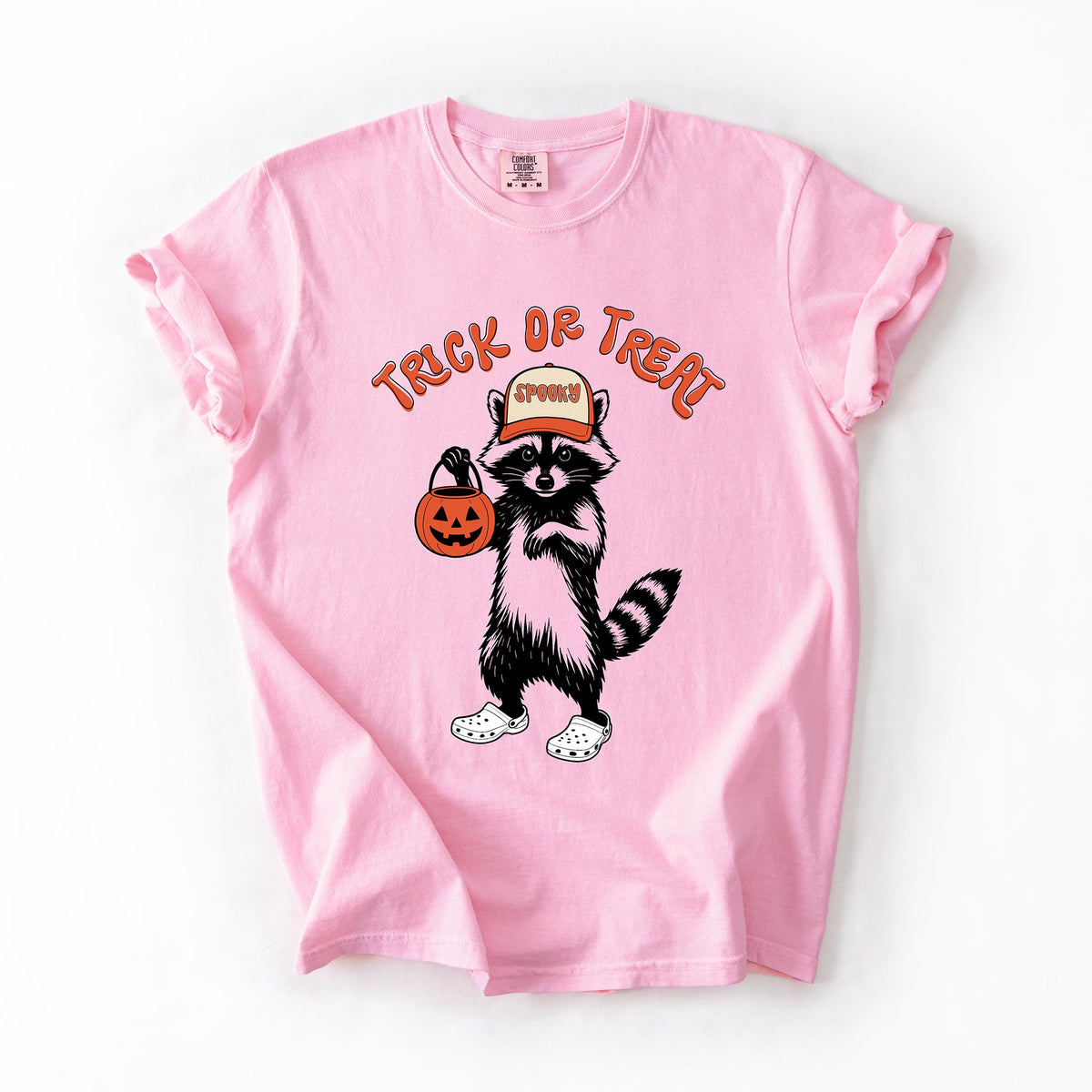 Trick Or Treat Feral Raccoon Halloween Skeletons Ghosts Witches Cats Pumpkins Graphic Comfort Colors Tee