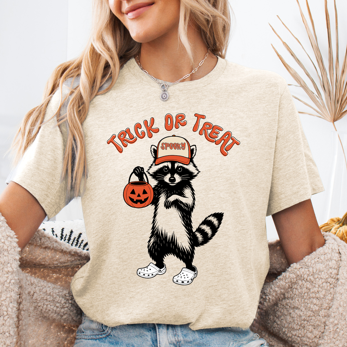 Trick Or Treat Feral Raccoon Halloween Spooky Night Mischief Moonlit Midnight Howl Graphic Tee