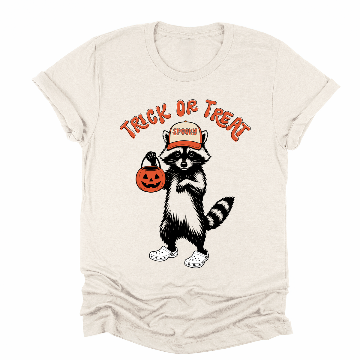 Trick Or Treat Feral Raccoon Halloween Spooky Night Mischief Moonlit Midnight Howl Graphic Tee
