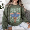 Timeless Tropical Butterfly and Palm Boho Print Design for Cozy All-Season Sweatshirt