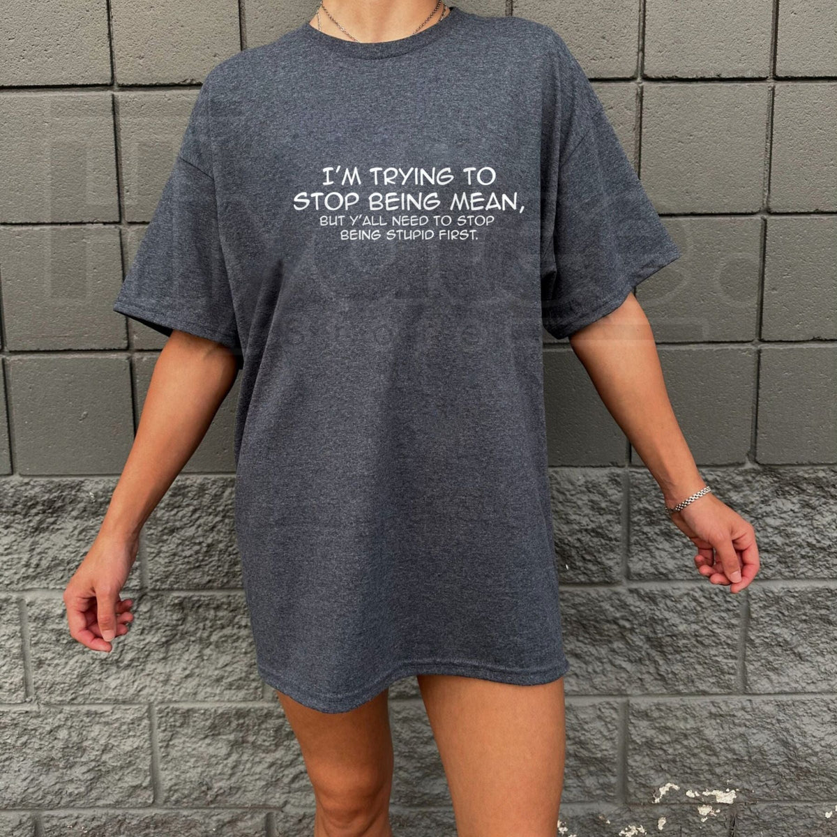 "Trying To Stop Being Mean" Funny Snarky – Premium Cotton Sarcastic Top