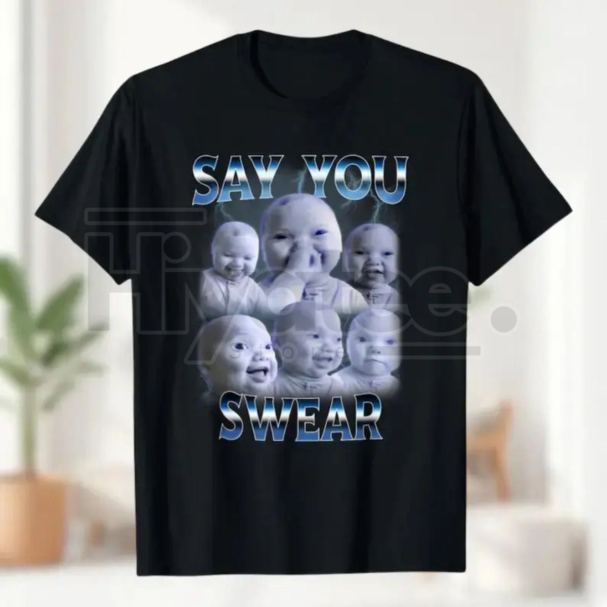 "Tuff" AI Baby Holding Back a Laugh Shirt – Viral Niche Meme T-Shirt