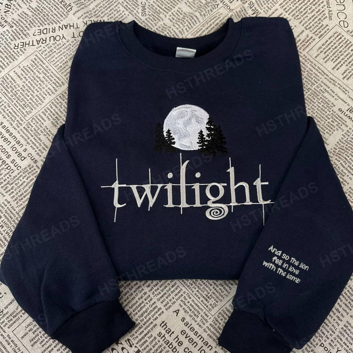Twilight Saga Embroidered Sweatshirt – Bookish Crewneck for Fans of New Moon, Eclipse & Breaking Dawn