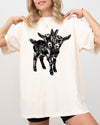Two Headed Goat Haunted Halloween Night Creepy Graphic Art Edition Comfort Colors Tee
