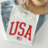 USA Flag Patriotic American Pride Print Emblem With Bold Stars And Stripes Across The Banner Comfort Colors Tee