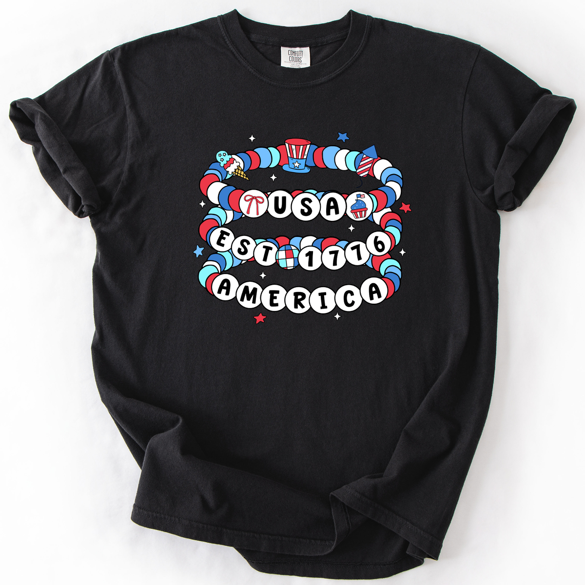 USA America Friendship Bracelets Patriotic Fourth Of July American Pride Comfort Colors Tee