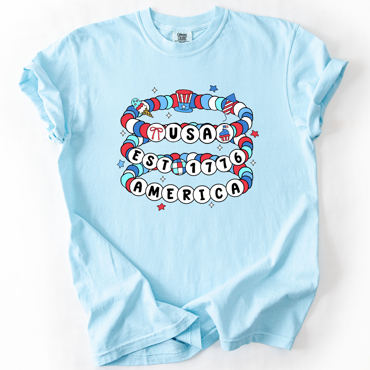 USA America Friendship Bracelets Patriotic Fourth Of July American Pride Comfort Colors Tee