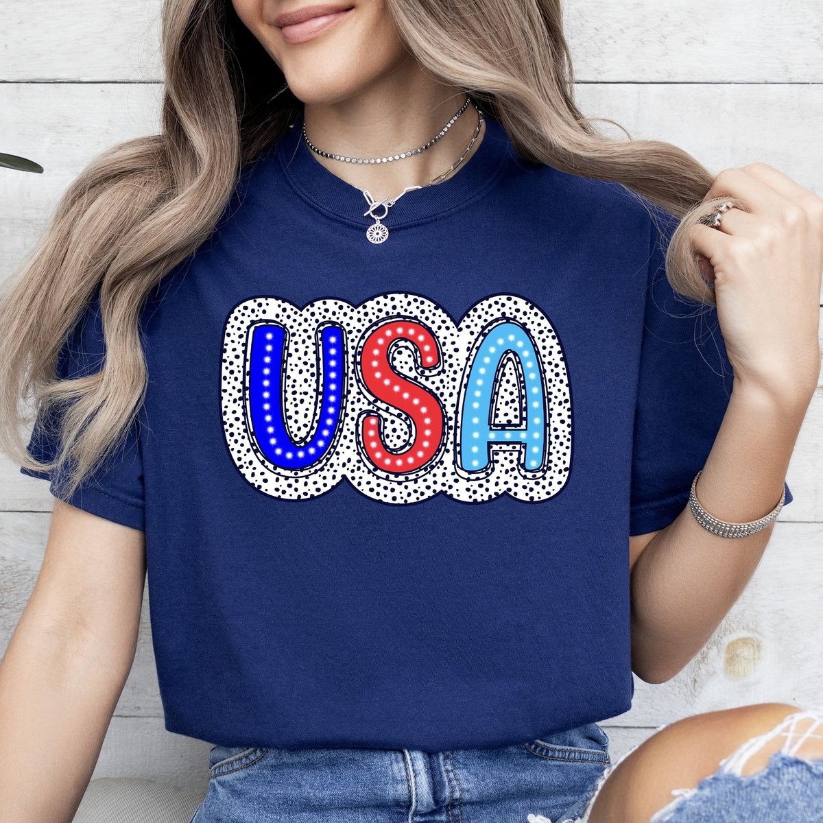 Dalmatian Print Patriotic USA Fourth Of July Americana Pride Edition Comfort Colors Tee