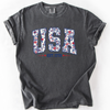 USA Floral Pattern Est 1776 Patriotic America Flag Inspired Edition Comfort Colors Tee