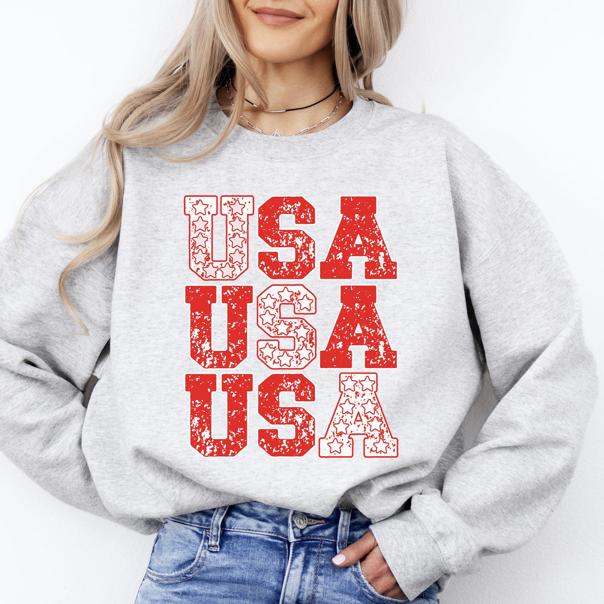 USA Retro Patriotic Stars And Stripes American Flag Theme Festival Edition Sweatshirt