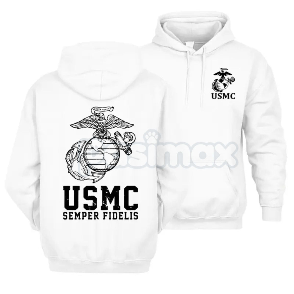 USMC Semper Fidelis Marine Corps Hoodie – Iconic Motto Pullover, Veteran & Active Duty Military Apparel, Unisex