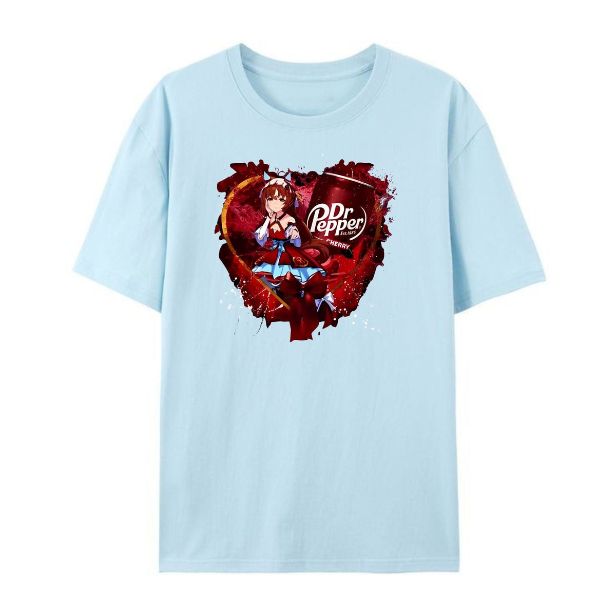 Uma Musume x Dr. Pepper T-Shirt - Anime Maid & Soda Print Tee, Cute Crossover Shirt