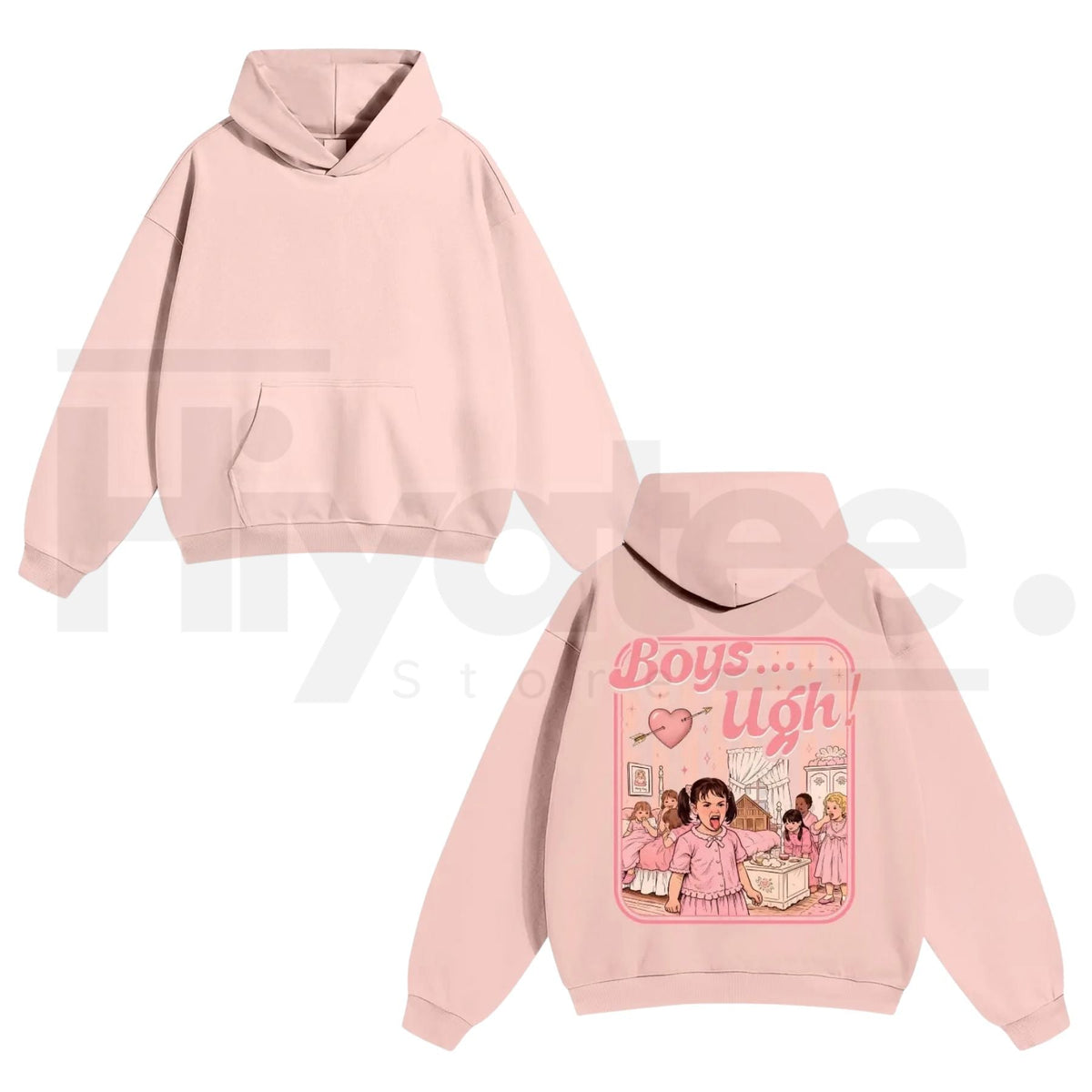 Unisex “Boys...Ugh!” 90s Movie Quote Hoodie – Funny Valentine's Streetwear Pullover, Retro Y2K Aesthetic Graphic Hoodie