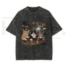 Unisex Cat Shamrock Vintage Washed T-Shirt – St. Patrick’s Day Graphic Tee