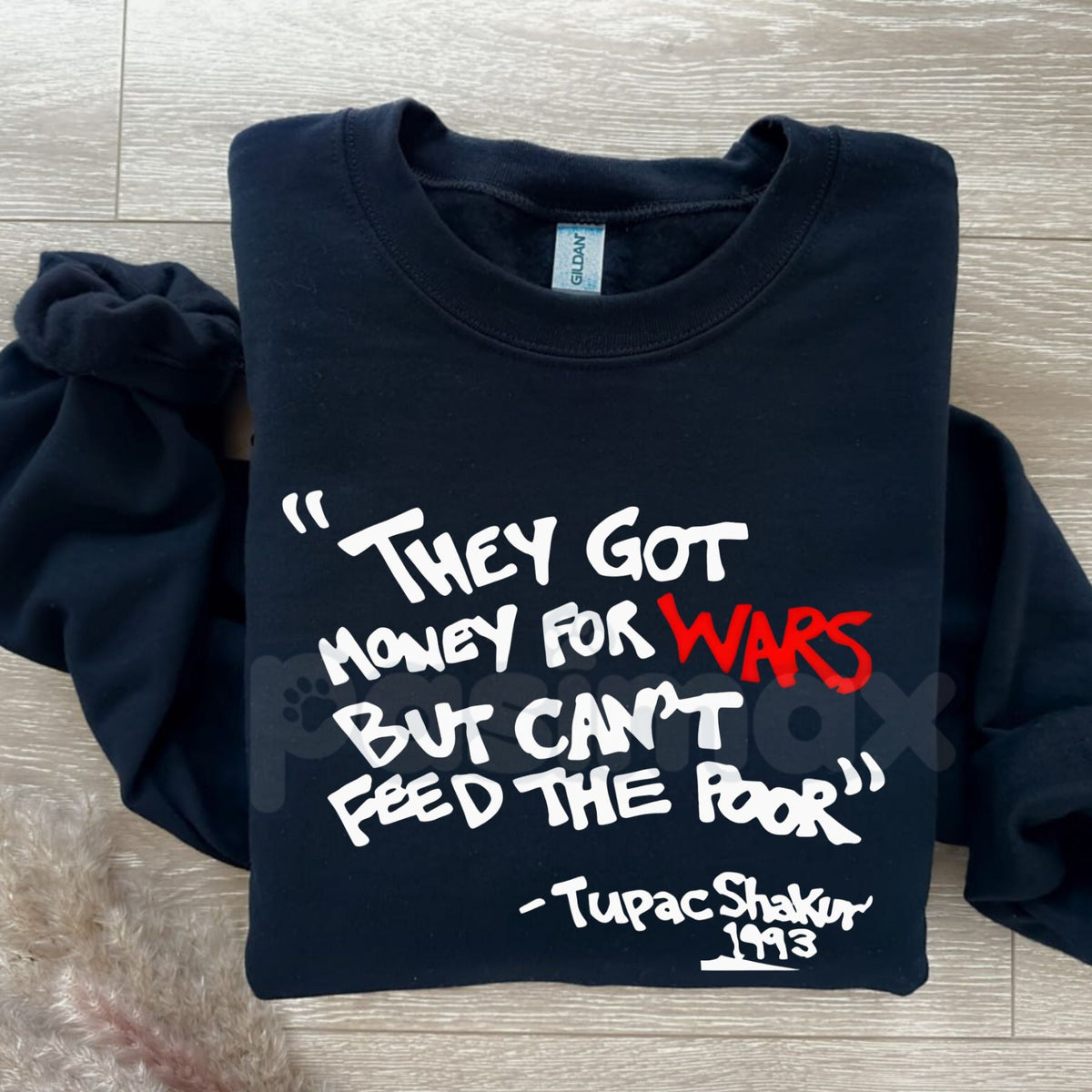 Urban Ebony Designs 2PAC "Money For Wars" Essential Sweater | Minimalist Conscious Lyric Pullover | Unisex Streetwear