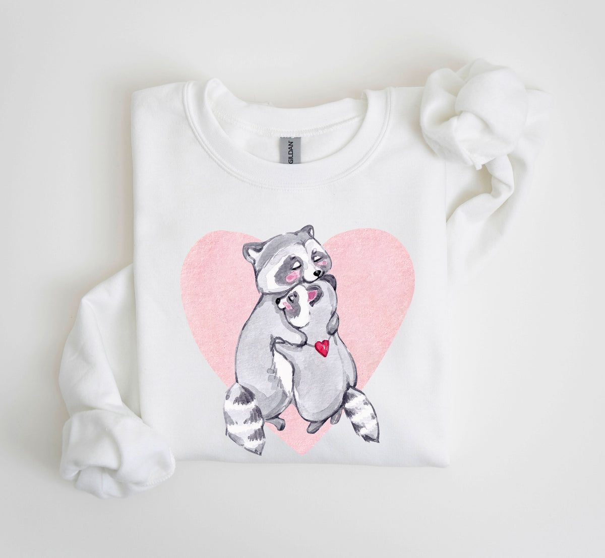 Retro Raccoon Lovers Vintage Valentine's Day Graphic Cozy Soft Fleece Edition Sweatshirt