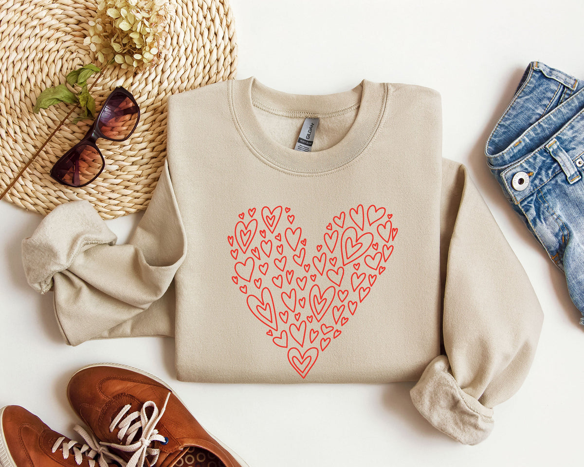 Valentine's Heart Vintage Valentine's Day Cozy Cotton Blend Premium Plus Sweatshirt