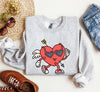Mini Retro Heart Vintage Valentine's Day Print Cozy Fleece Classic Style For Everyday Wear Sweatshirt