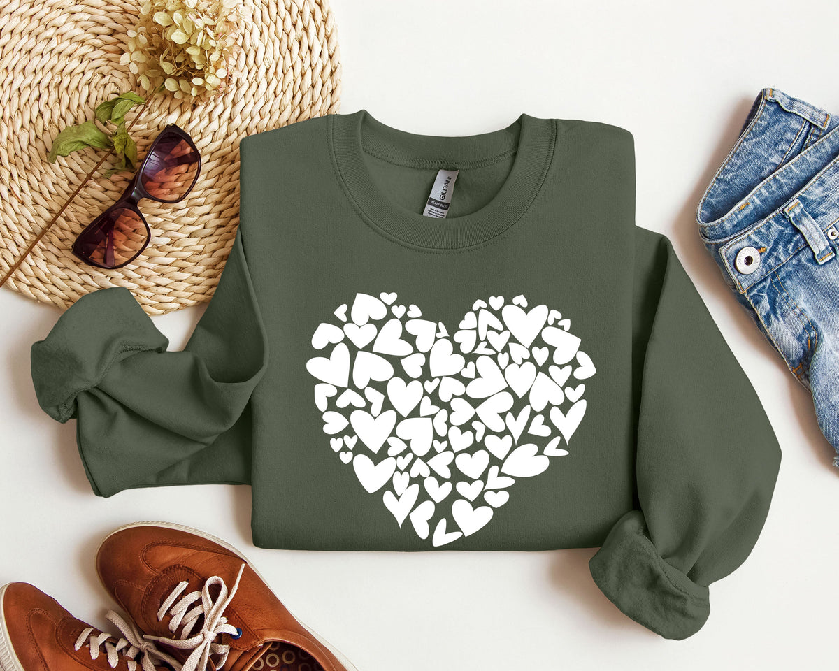 Mini Hearts Vintage Valentine's Day Hearts Pattern Cozy Cotton Blend Self-Love Edition Sweatshirt