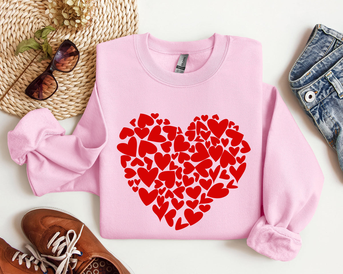 Mini Hearts Vintage Valentine's Day Hearts Pattern Cozy Cotton Blend Self-Love Edition Sweatshirt