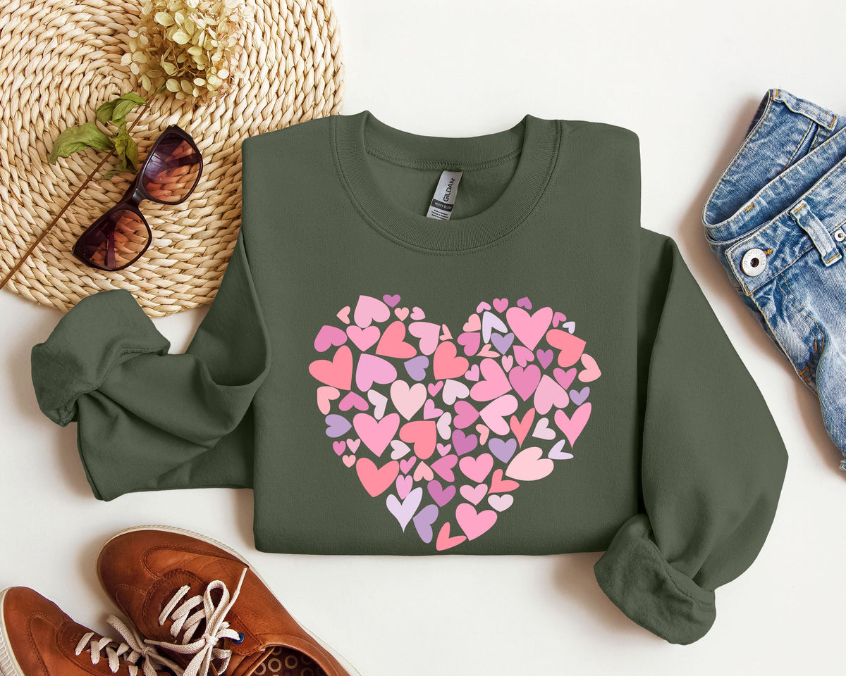 Mini Pink Hearts Retro Vintage Valentine's Day Limited Edition Cozy Graphic Sweatshirt