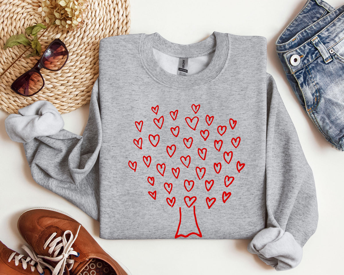 Retro Heart Tree Vintage Valentine's Day Love Letter Edition Cozy Classic Sweatshirt