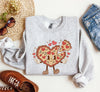 Retro Heart Pie Vintage Valentine's Day Love Theme Cozy Nostalgic Graphic Print Sweatshirt