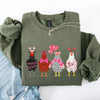 Valentine's Chickens Love Hearts Whimsical Farmhouse Cozy Design For Farm Lovers Sweatshirt