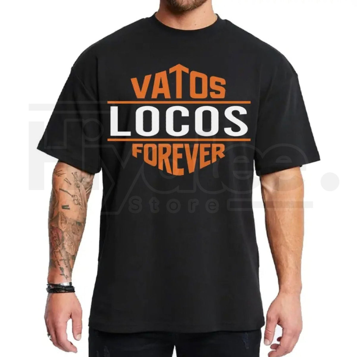 "Vatos Locos Forever" Chicano Graphic T-Shirt – OG Style Orange Typo Unisex T-Shirt